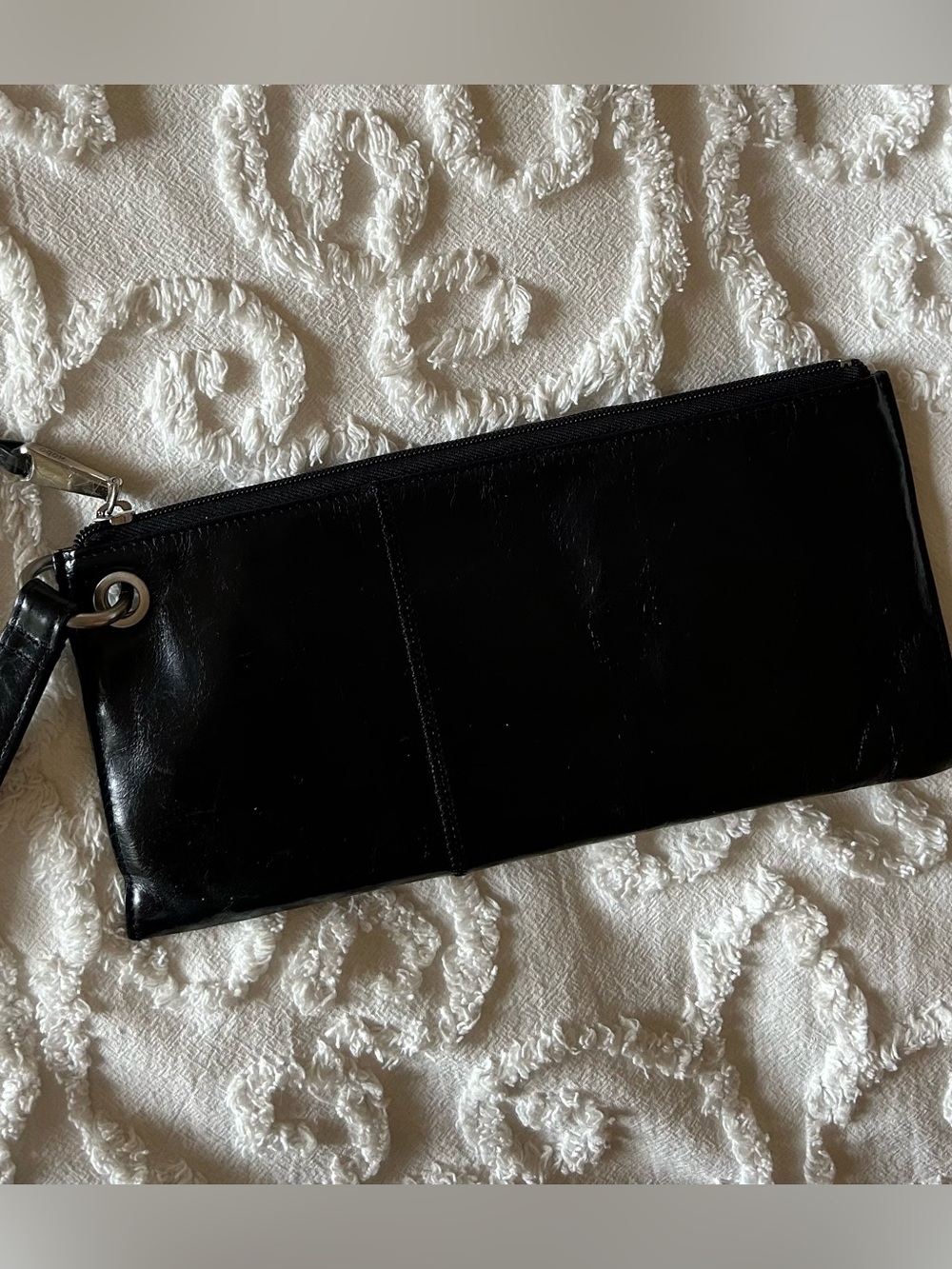 Hobo black leather wristlet